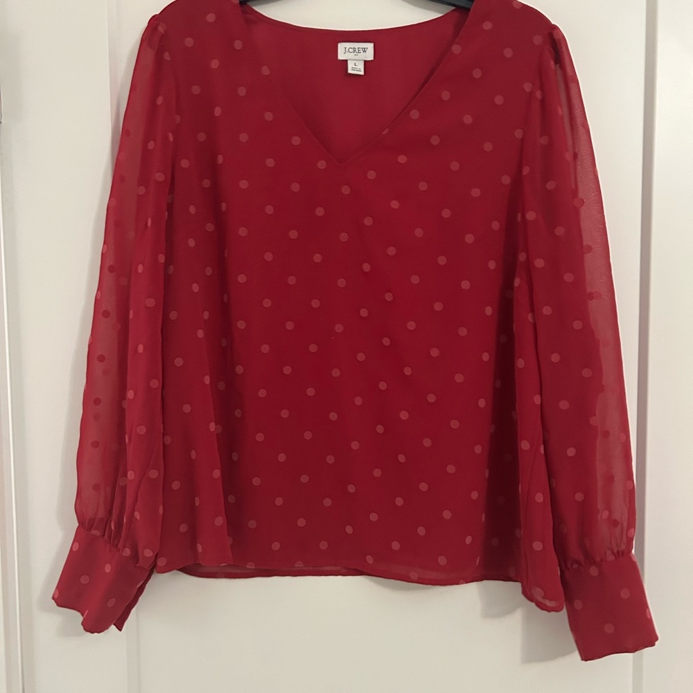 J. Crew Women's Red Polka Dot Top